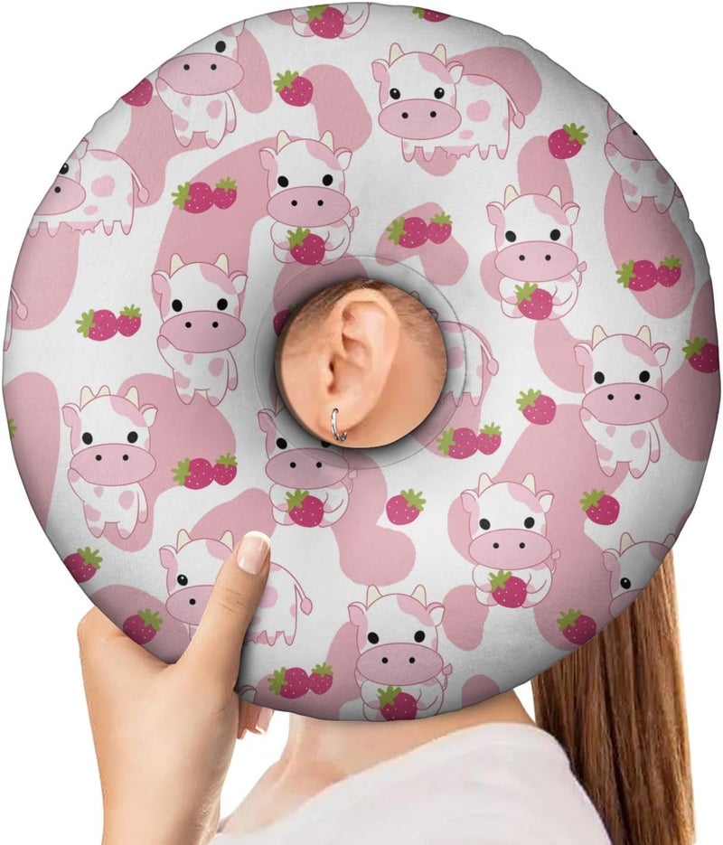 BVOKQUC Ear Piercing Pillow for Side Sleepers Pillows with Holes for Ear Pain,Donut Pillow for Ear Side Sleeping Pillow for Adults CNH Ear Pain Relief Pressure Sores Ear Pillow with Hole in Center - Image 2